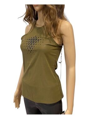 Karma Womens Olive mesh Sleeveless Racerback Top XS